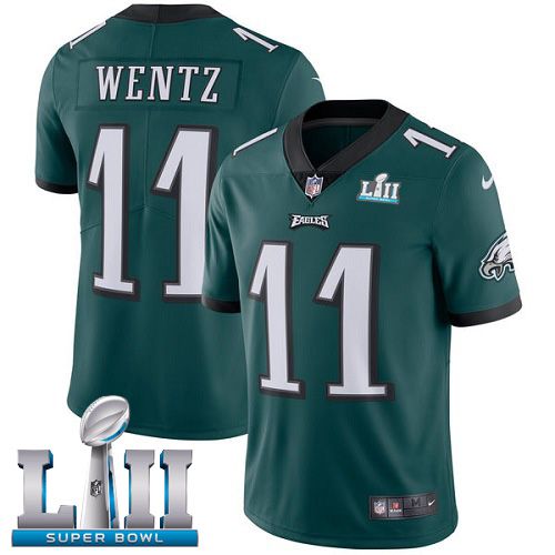 Men Philadelphia Eagles #11 Wentz Green Limited 2018 Super Bowl NFL Jerseys->youth nfl jersey->Youth Jersey